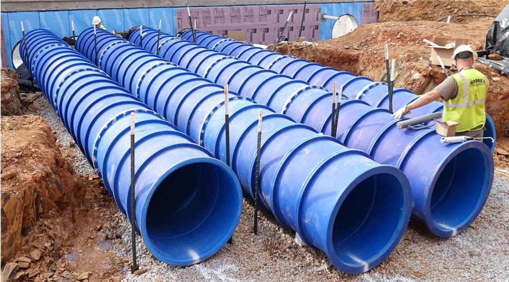 Blue Duct Being Prepared for placement by AQC